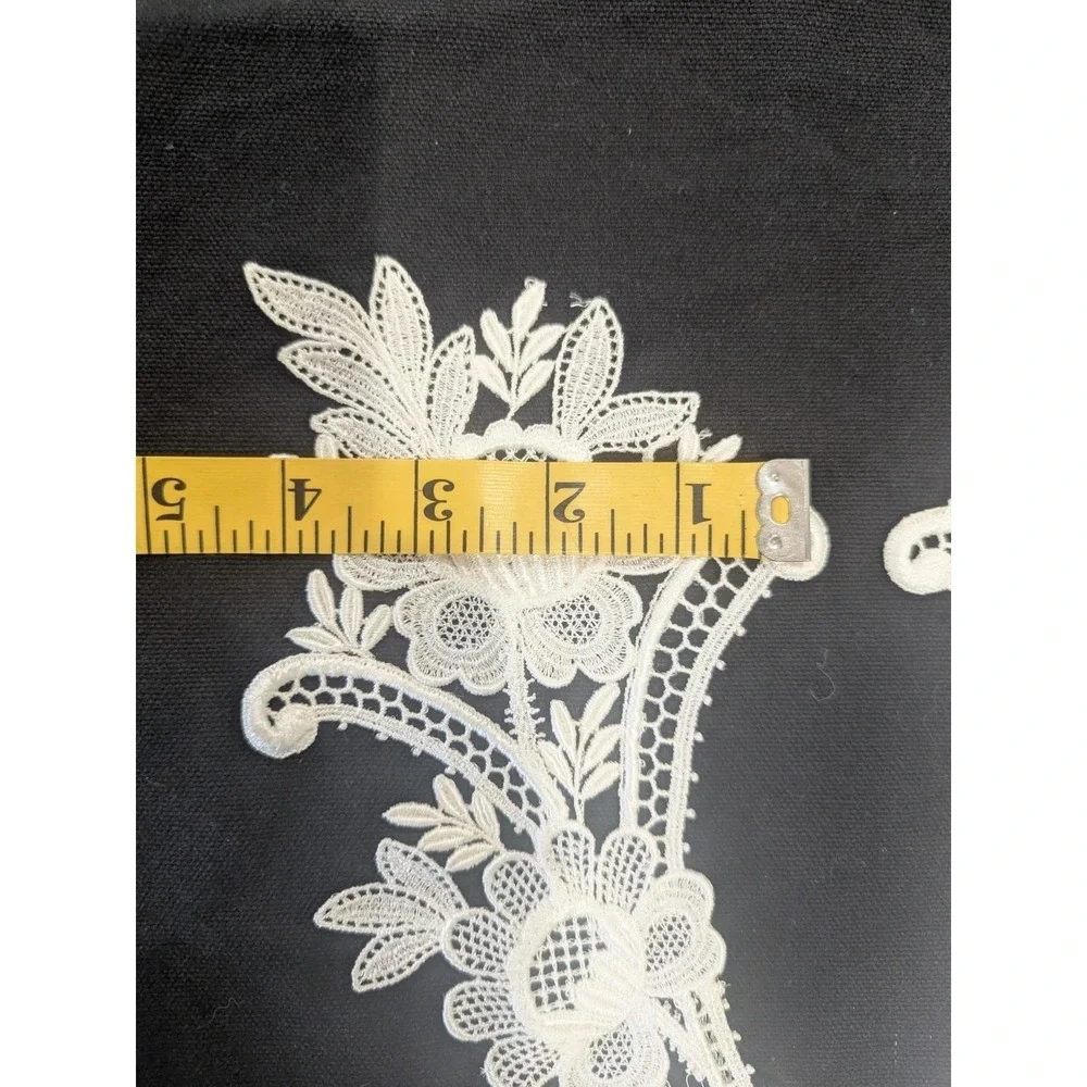 Bridal Vintage Ivory Floral Lace Applique Pair 8